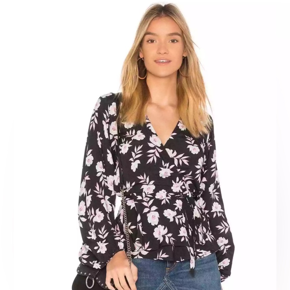 Yumi Kim Morning Glory Tucked Away Floral Multicolor Wrap Top Size Small